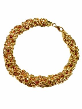 Byzantine Shiny Heavy Gold Tone chain bracelet Like new